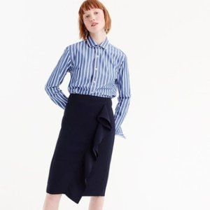 J. CREW Ruffle Pencil Skirt in Navy 365 Crepe